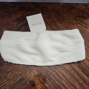 NWT Revolve Rumer White Ribbes Cassidy Bandeau Swim Top Sz XS
